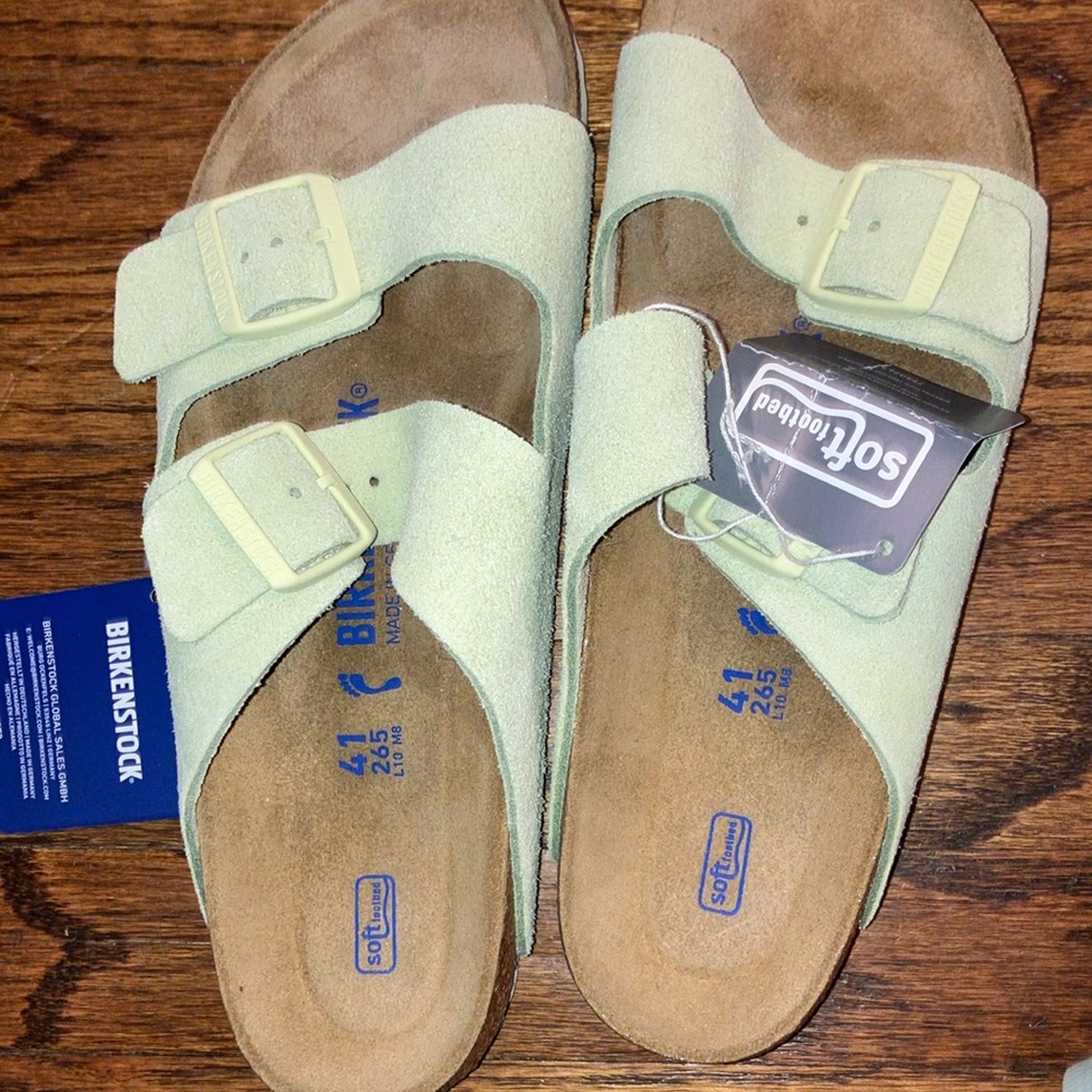 Birkenstock Soft Footbed Sandals in Light Green